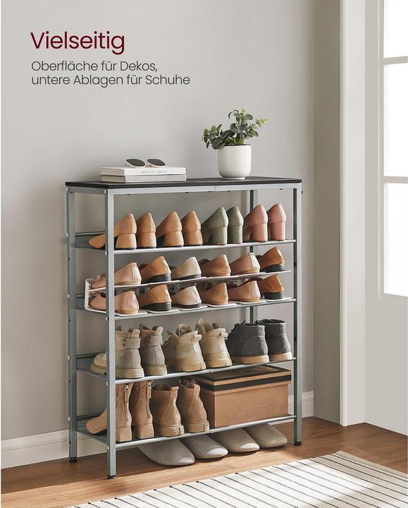 Produktbild Vasagle Schuhregal silber, schwarz 75,0 x 28,0 x 93,0 cm