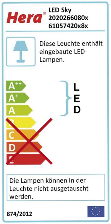 Energie-Label Hera 61057420182 Unterbauleuchten, edelstahloptik, 21 x 11 x 0,85 cm (390 lm)