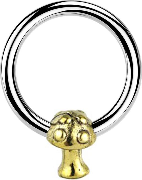 Immagine prodotto Star Piercing Anello di chiusura argento a fungo placcato oro (Ottone, Acciaio chirurgico 316L)