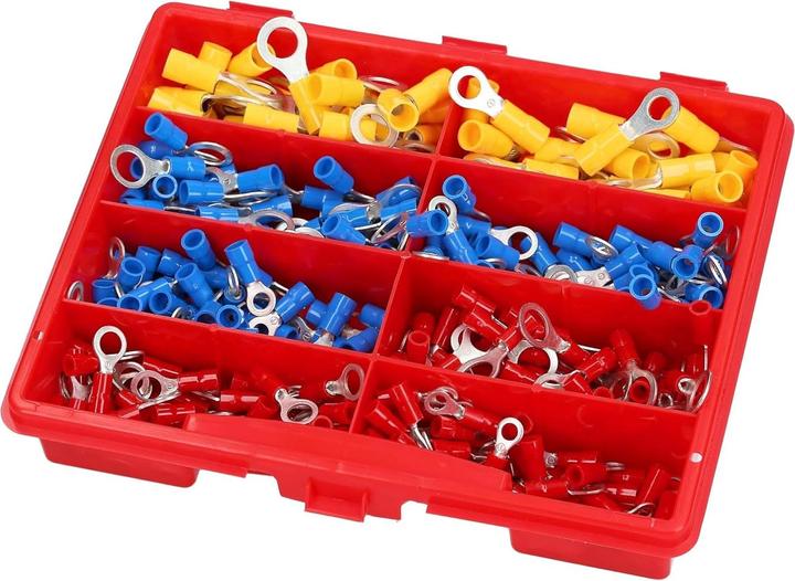 Actual product image Kalitec 360 pieces assortment box ring cable lugs insulated 0.25-6 mm² I Cable lug set I Crimping sleeve