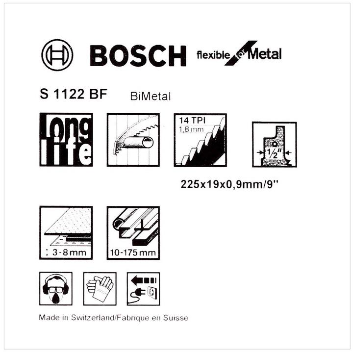 Actual product image Bosch Professional Zubehör Reciprocating saw blade S 1122 BF Flexible for Metal, 5-pack