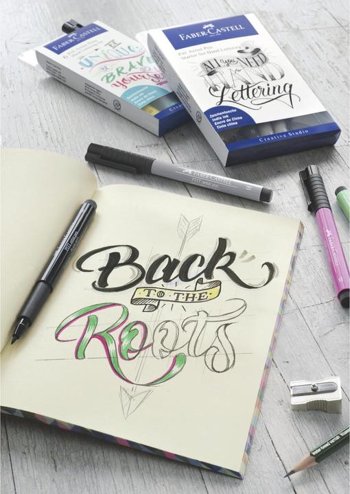 Actual product image Faber-Castell Pitt Artist Pen Handlettering (Black, Gray, 9 x)