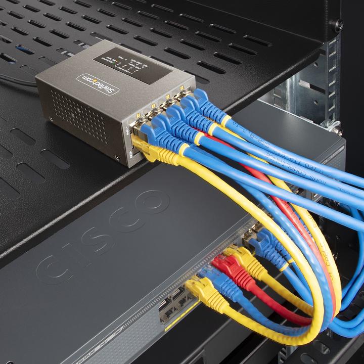 Actual product image StarTech COM 4-Port Multi-Gigabit PoE++ Injector 5/2.5G Ethernet NBASE-T PoE/PoE+/PoE++ 802.3af/802. (802.3bt (PoE++), 802.3af (PoE), 802.3at (PoE+), 160 W)