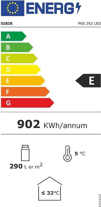 Energy Label Sibir Tcs 292 (290 l)