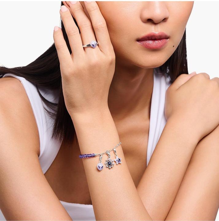 Immagine prodotto Thomas Sabo Bracciale Charm Member con maglie e imitazione di ametista in argento (19 cm, Smalto, Argento 925)