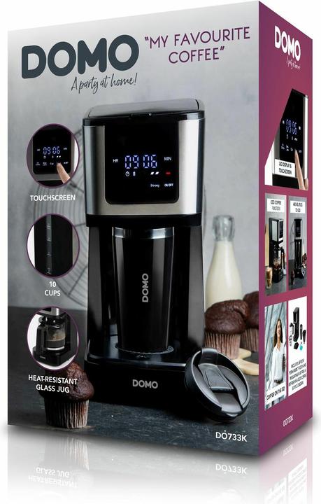 Produktbild Domo CAFETIÈRE DO733K 1,25L 10 TASSES MUG 400ML COMMANDES TACTILES/ÉCRAN LED FILTRE PERMANENT