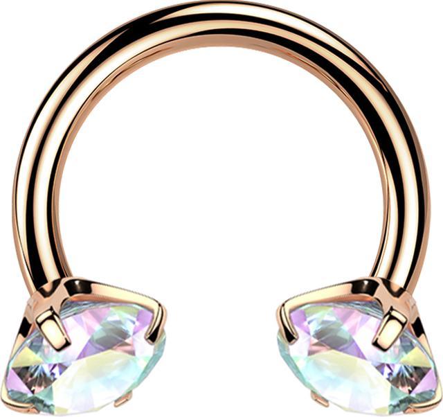Actual product image Star Piercing Micro Circular Barbell Innengewinde rosegold zwei Kristalle multicolor gefasst (without brass, Titanium G23)