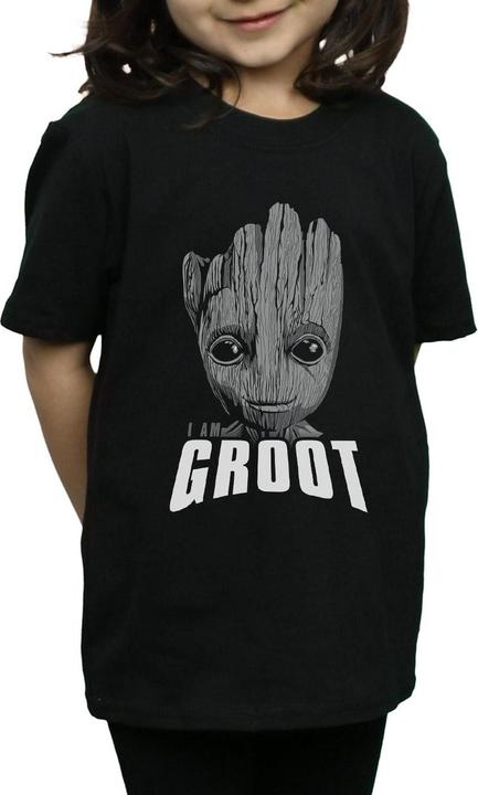 Actual product image Girls Guardians Of The Galaxy Groot Face Cotton T-Shirt (152, 158)