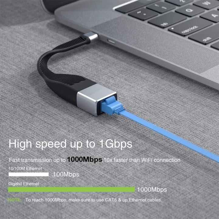 Actual product image Techly Short flat rate USB-C Male to RJ45 (USB-C, USB, RJ45 (1x))