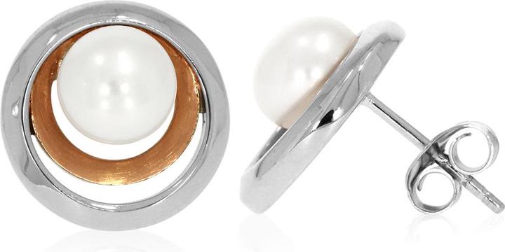 Produktbild Xen Ohrstecker bicolor mit weisser Süsswasserzuchtperle (925 Sterling Silber)