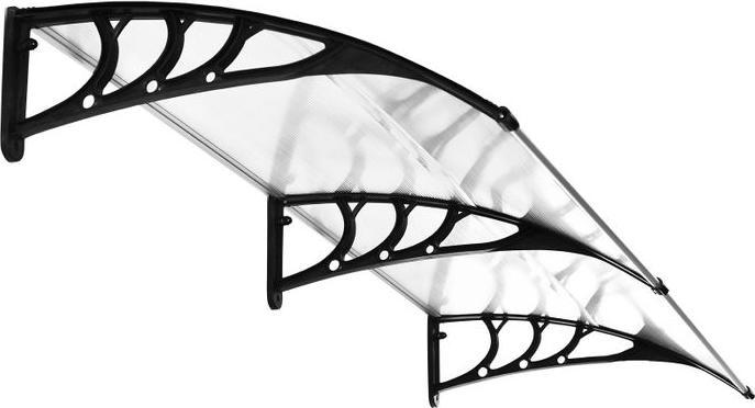 Image du produit Swisshandel24 Auvent pour porte d'entrée 75x195x23 cm 5mm Polycarbonate Alu Transparent