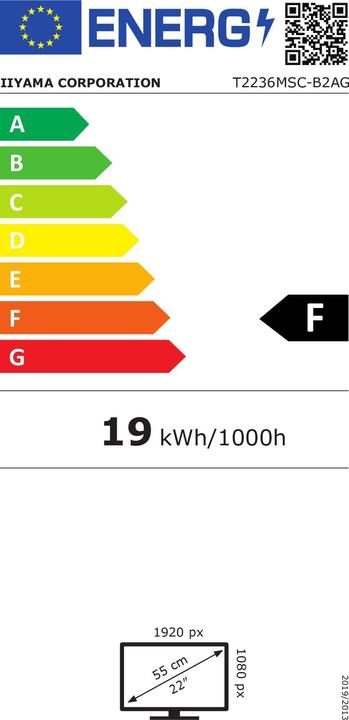Energy Label iiyama T2236MSC-B2AG (1920 x 1080 pixels, 21.50")