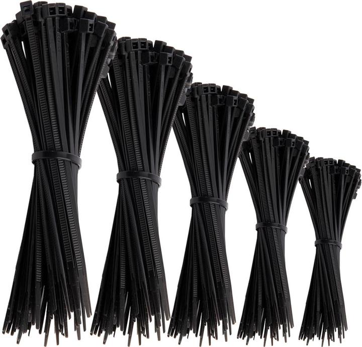 Immagine prodotto Offgridtec Kabelbinder 1000 Stk. Schwarz Nylon UV-Beständig Verschiedene Längen 100mm 150mm 200mm 250mm 300mm (Fascette in plastica, 300 mm, 1000 pz.)