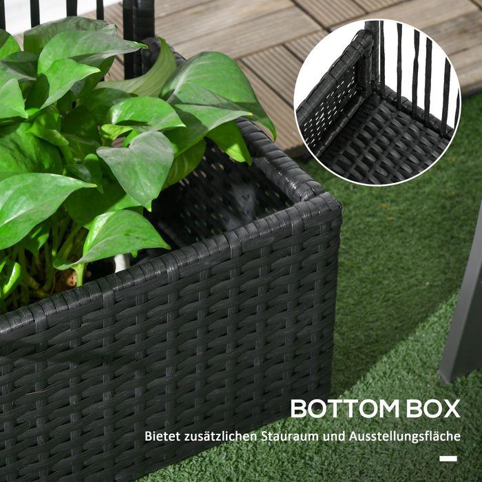 Image du produit Swisshandel24 Lit surélevé en polyrotane avec treillis, bac à fleurs, bac à plantes, parterre de fleurs, noir