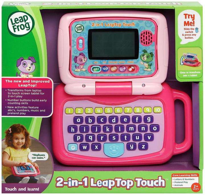 Actual product image VTech 600953 Leap Frog Kids 2 in 1 Touchscreen Activity and Music Laptop - Pink (English Version) 3+ (English)