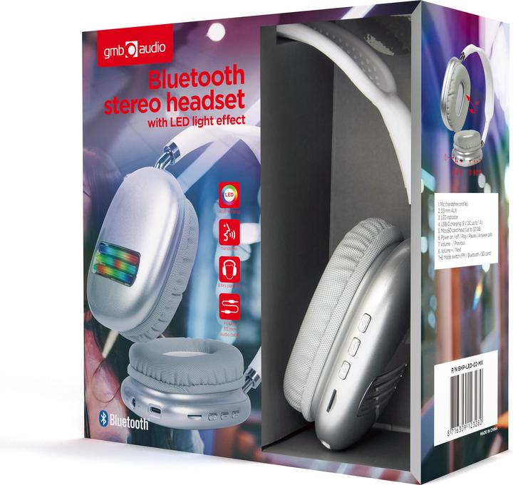 Image du produit Gembird Casque LED stéréo Bluetooth (8 h, Filaire)