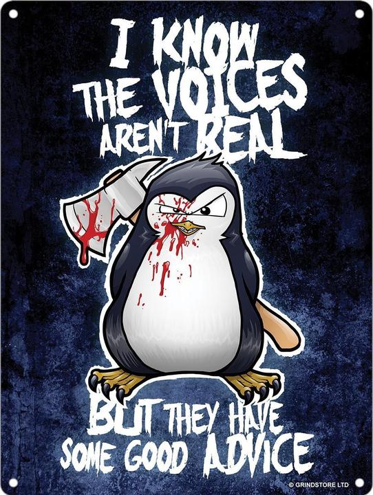 Produktbild Psycho Penguin MiniBlechschild The Voices Aren't Real (15 x 20 cm)