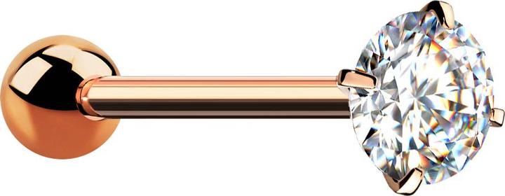 Produktbild Star Piercing Barbell rosegold mit Kugel und Kristall silber gefasst (ohne Messing, Chirurgenstahl 316L)