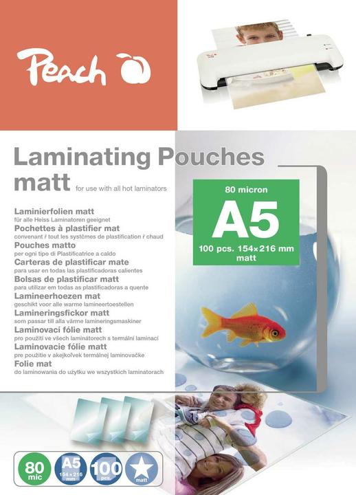 Produktbild Peach Laminierfolien A5 (154x216mm), 80mic, matt (A5, 100 Stück, 80 µm)