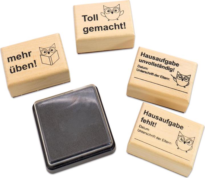 Immagine prodotto Betzold Timbri per i compiti, 4 pezzi in un set, incl. tampone d'inchiostro