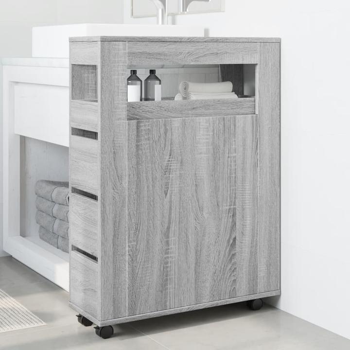 Actual product image VidaXL Narrow bathroom cabinet with castors