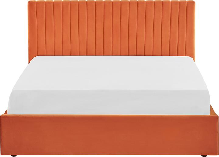 Actual product image Beliani Upholstered Bed Velvet Fabric Orange with Storage Space 160 x 200 cm VION (160 x 200 cm)