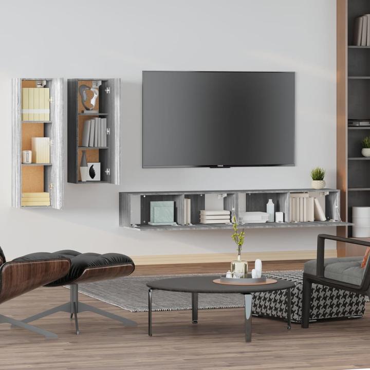 Immagine prodotto VidaXL 4-tlg. TV-Schrank-Set Grau Sonoma Holzwerkstoff,Farbe: Grau (30 x 30 x 110 cm)