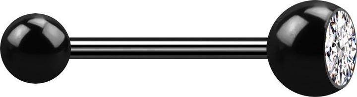 Immagine prodotto Star Piercing Micro bilanciere nero con sfera e cristallo argento (Acciaio chirurgico 316L, senza ottone)