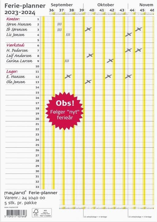Actual product image Mayland-Burde Holiday Planner 2023/2024 100x29,7cm 2023 1040 00