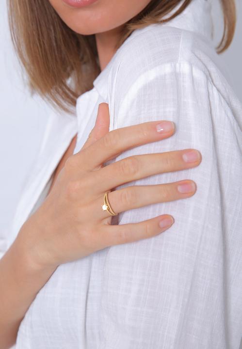 Produktbild Elli PREMIUM Ring Ring Set Perle Twisted 925 Silber (56, 925 Silber)