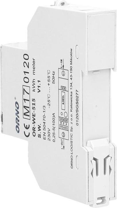 Image du produit Orno Compteur d'électricité monophasé 100A, multitarif, connexion RS-485, MID, 1 module, DIN TH-35mm