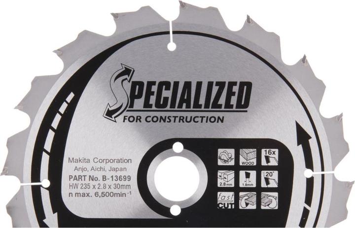 Immagine prodotto Makita B-13699 T.C.T. pjūklas 235X2.8X30mm 20° T16 Statistiche SPECIALIZZATE