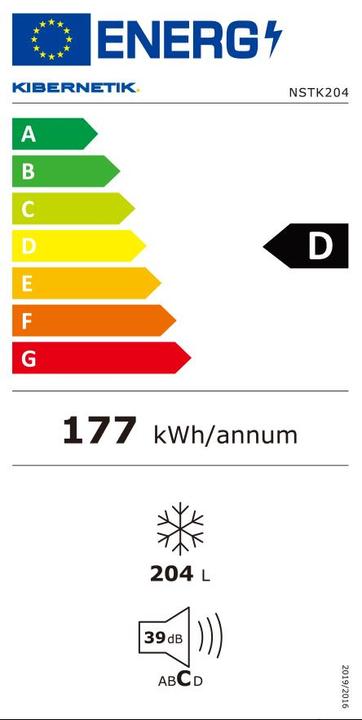 Energy Label Kibernetik Freezer FSP ECO No Frost 200 litres (Stand-alone, 204 l)