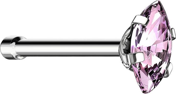 Immagine prodotto Star Piercing Nasenstecker gerade silber Oval Kristall pink gefasst (senza ottone, Acciaio chirurgico 316L)