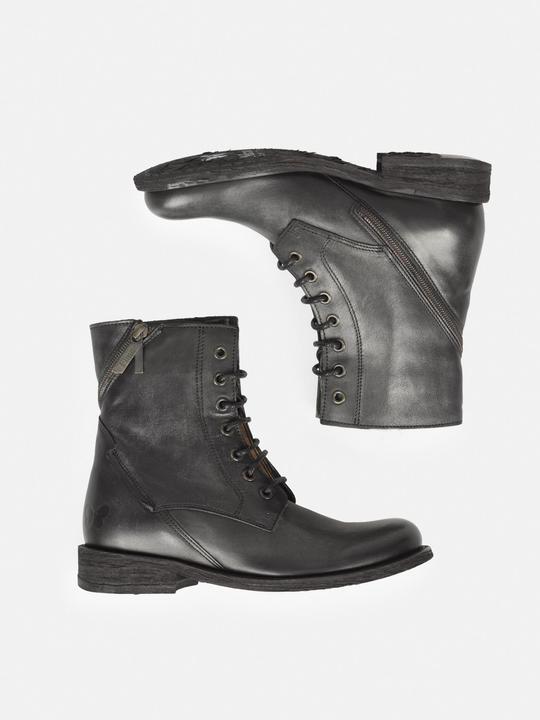Produktbild Felmini GREDO D898 Biker-Schnürstiefel aus schwarzem Leder mit Vintage-Finish. Diese Stiefel fangen die Esse (36)