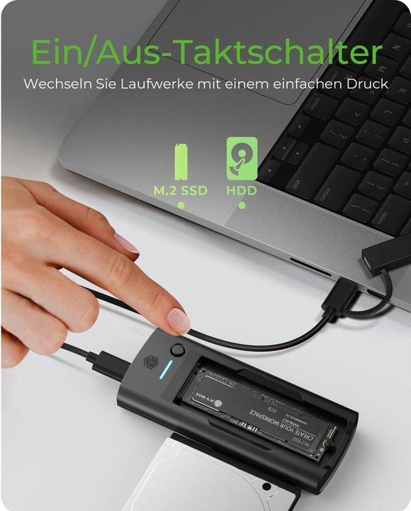 Produktbild Icy Box DockingStation für NVMe M.2 SSD & SATA Laufwerke IB-180MS-C31