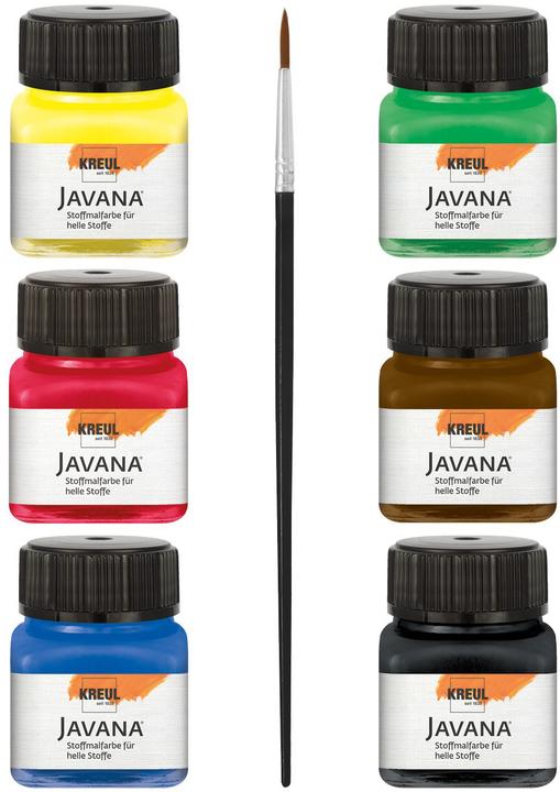 Actual product image Kreul Tex Basic Set Sunny (Brilliant green, Dark brown, Royal blue, Citron, Crimson, Black, 120 ml)
