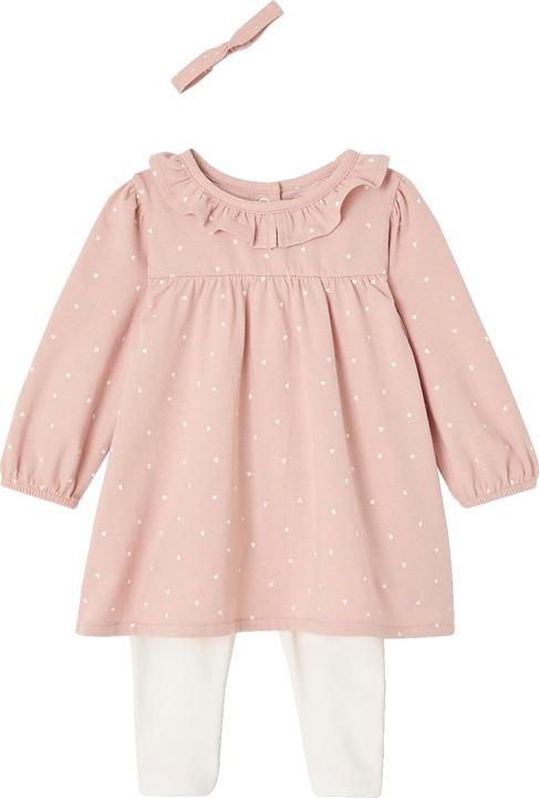 Image du produit Vertbaudet Bio-Kollektion: Baby-Set aus Kleid, Leggings & Haarband, Herzen (56)
