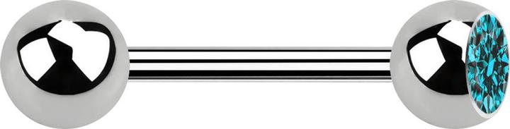 Produktbild Star Piercing Barbell silber mit Kugel und Kugel Kristall aqua (Titan G23, ohne Messing)