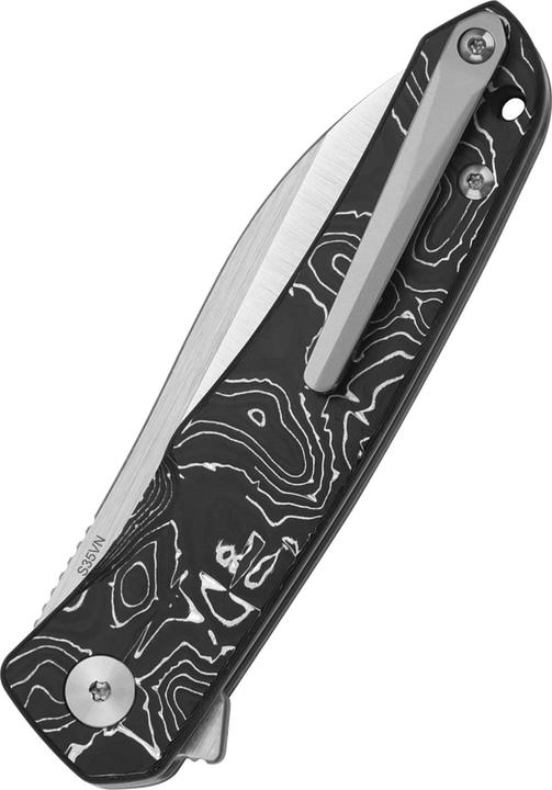 Actual product image QSP Knives Otter S35VN Satin Aluminium Foil CF (6.90 cm)