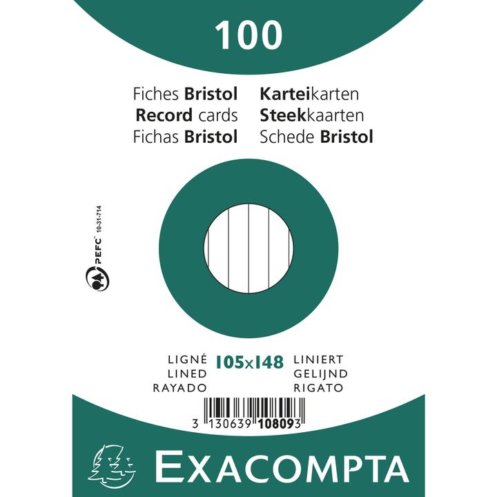 Actual product image Exacompta Index card Format of card: DIN A6 Design of ruling: ruled (105 x 148 mm, 205 g/m², 100 x)