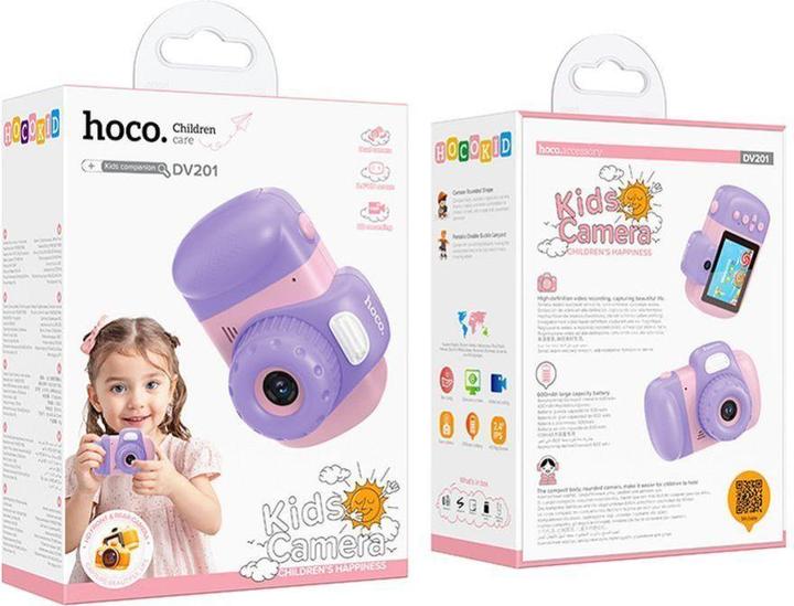 Actual product image Hoco Headphone with microphone digital kids camera DV201 pink