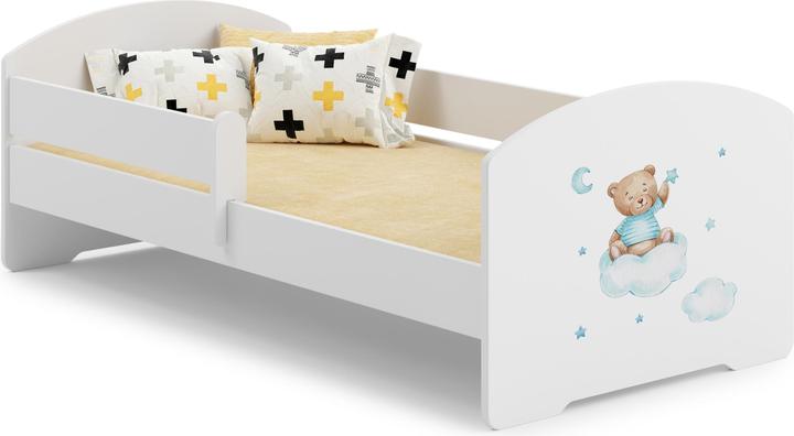 Produktbild ADRK Furniture Bett mit Matratze und Geländer PEPE TEDDY BEAR AND CLOUD 140x70 (140 x 70 cm)