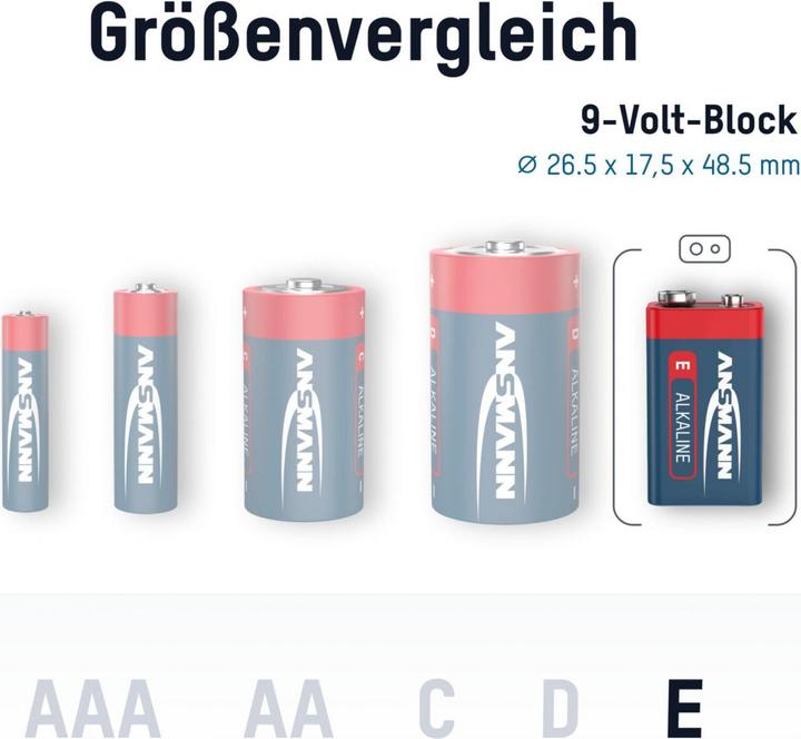 Produktbild Ansmann 9 V Block-Batterie Alkali-Mang (2 Stk., 9V Block, 550 mAh)