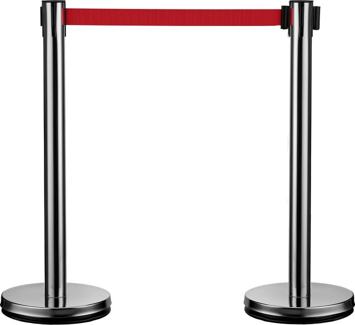Wiltec mobile Absperrpfosten 32x7x90cm silberfarben Stahl Personenleitsystem