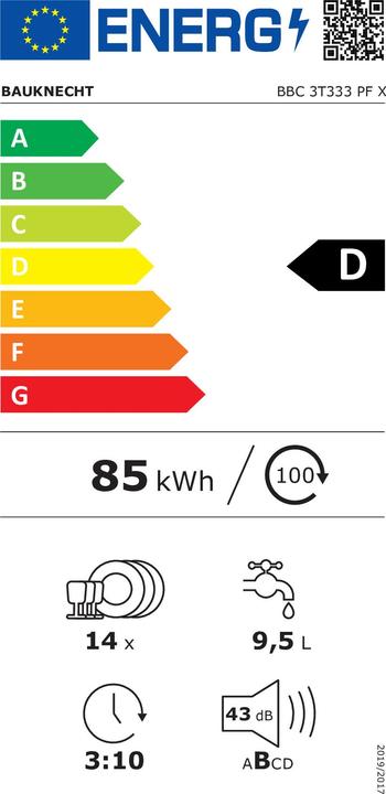 Energie-Label Bauknecht Bauk GeschSp. BBC 3T333