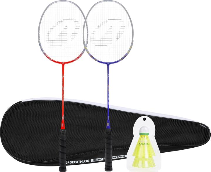 Perfly Adult Badminton Racket Br 190 Set Partner Bleu Red