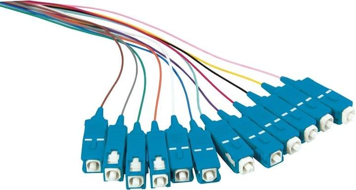 Produktbild LogiLink Farbiger Pigtailsatz 12 x SC, OS2 9/125µ, 2m, Stecker blau