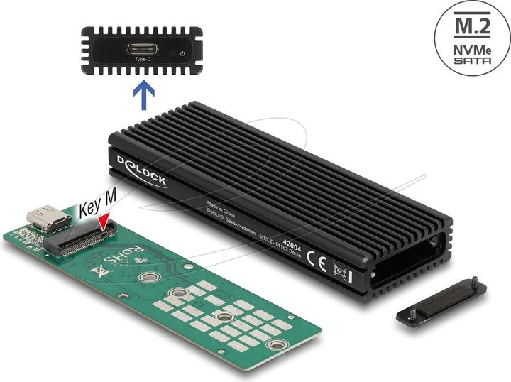 Productafbeelding Delock Externe USB Type-C™ Combo behuizing voor M.2 NVMe PCIe of SATA SSD. (M.2 2230, M.2 2242, M.2 2260, M.2 2280)