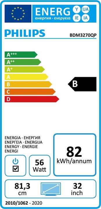Energy Label Philips Brilliance BDM3270QP (2560 x 1440 pixels, 32")